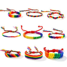 Cargar imagen en el visor de la galería, LGBT Gay Pride Braided Handmade Rainbow Bracelet