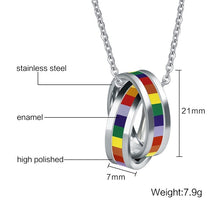 Cargar imagen en el visor de la galería, LGBT Double Rainbow Circle Necklace
