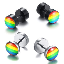 Cargar imagen en el visor de la galería, Stainless Steel Rainbow Gay Pride Earrings
