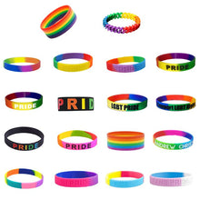 Cargar imagen en el visor de la galería, Unisex LGBT Rainbow LGBT Pride Silicone Rubber Bracelet
