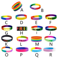 Cargar imagen en el visor de la galería, Unisex LGBT Rainbow LGBT Pride Silicone Rubber Bracelet
