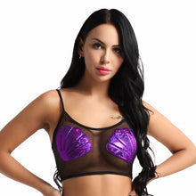 Load image into Gallery viewer, Rave Crop Top With Mermaid Sea Shell Nipple Coverings
