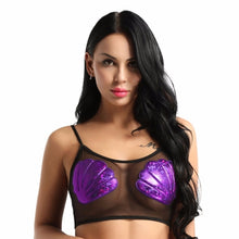 Load image into Gallery viewer, Rave Crop Top With Mermaid Sea Shell Nipple Coverings
