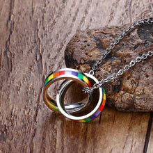 Load image into Gallery viewer, LGBT Double Rainbow Circle Necklace
